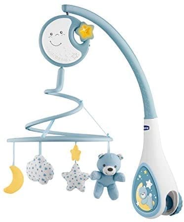Chicco Next2Dreams Carrusel Móvil Bebé con Luces y Música - 3 en 1 Móvil Compatible con Cuna Next2Me o Minicunas Colecho/Viaje, Efectos de Sonido, Proyector de Luz Nocturna y Música Clásica, 0m+, Azul