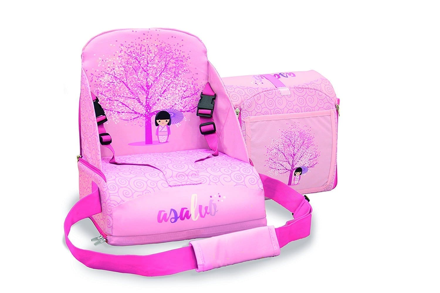 Trona de viaje portátil para bebé, color rosa