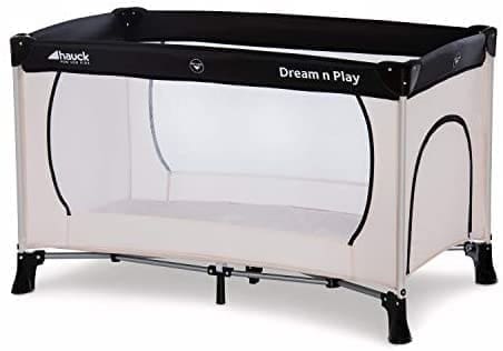 Hauck 603673 Cuna de Viaje Dream N Play Plus / para Bebes y Niños de Nacimiento hasta 15 kg / 60 x 120 cm / Entrada Lateral / Plegable / Compacta / Bolsa de Transporte / Beige
