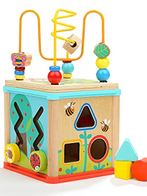 The Top Bright wooden activity cube