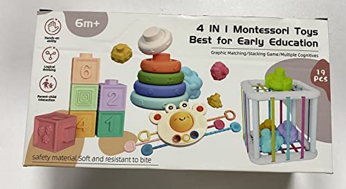 Juguete Montessori 4 En 1 – Martillo, Pesca, Cosecha De Zanahorias Y Alimentación De Pájaros, Con Luces Y Música