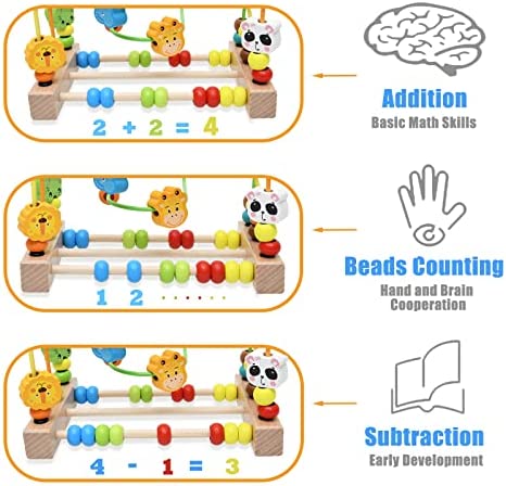 Nene Toys Set Montessori Para Bebé De 6 A 12 Meses – 7 Juguetes Sensoriales Y Educativos De Madera: Caja De Permanencia, Torre Apilable, Puzzle, Libro De Tela, Mordedor Y Sonajero – Regalo Perfecto