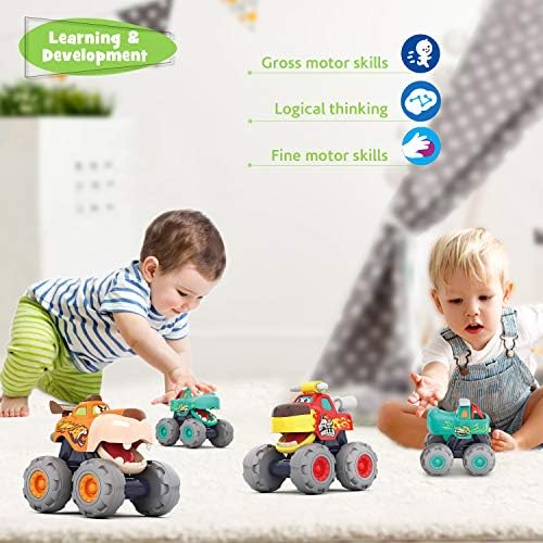 Pack De 4 Coches Fruta Press And Go - Juguetes Educativos Para Bebés De 1 A 3 Años