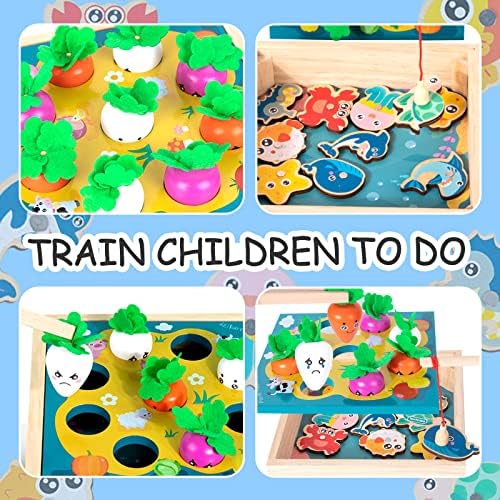 LinStyle Juego De Pesca Magnético De Madera – Juguete Montessori Con Tablero Rana, 10 Peces Y 2 Cañas, Para Niños De 3 A 6 Años, Educativo Y De Motricidad Fina, Incluye Caja Regalo