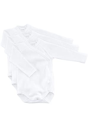 Bodies para bebé de manga larga blancos - 3 Ud. - 100% algodón
