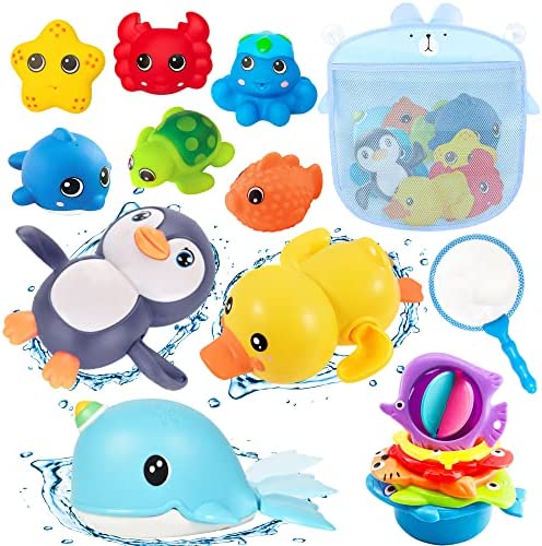 Set De 23 Juguetes De Baño Para Bebés Con Pato, Tiburón, Pulpo Y Tazas Apilables, De 1 A 6 Años