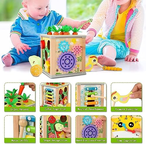 Cubo De Actividades De Madera 6 En 1 Laberinto De Cuentas Ju | Meses