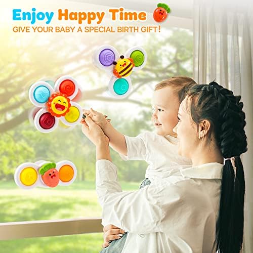 Juguetes de baño Montessori para bebé, Spinner con ventosa, mordedor de sonajeros para niños de Juguetes de baño Montessori para bebé, Spinner con ventosa, mordedor de sonajeros para niños de
