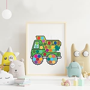 Vehículos, do a dot art, washable markers