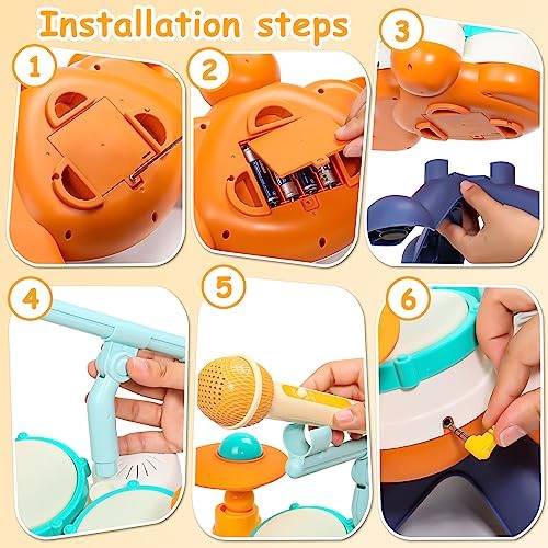 Tambor Infantil Para Bebés De 1 A 3 Años - Con Luces, Sonidos Y Micrófono, Juguete Educativo Musical