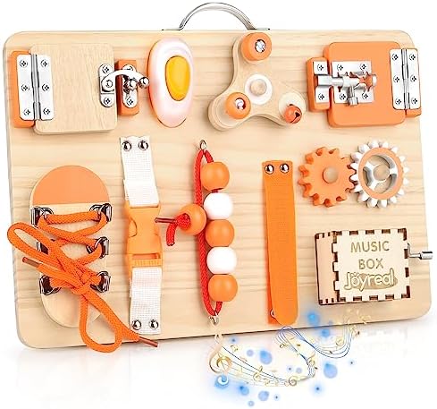Panel Sensorial Montessori Con Luces LED Y Música | Tablero De Madera Con 10 Actividades Para Niños