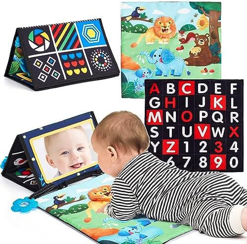  Juguetes para bebés de 0 a 3 a 6 a 12 meses de edad, recién  nacido, espejo infantil, juguetes de estimulación visual con mordedor,  marco de fotos para niños y niñas