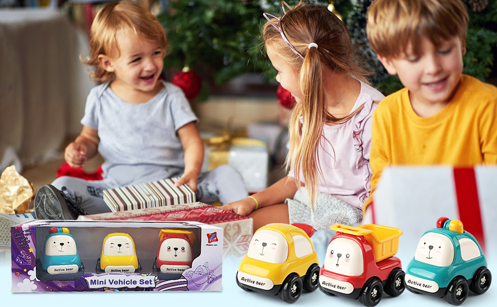 MOONTOY Set De 4 Coches De Fricción Con Dinosaurios – Juguetes De Retroceso Para Niños De 1 A 3 Años (Rojo, Amarillo, Verde, Azul)