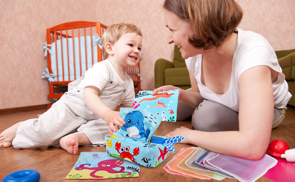 Caja Interactiva De Tejido De Tela Juguetes Sensoriales para la Educación Infantil Temprana